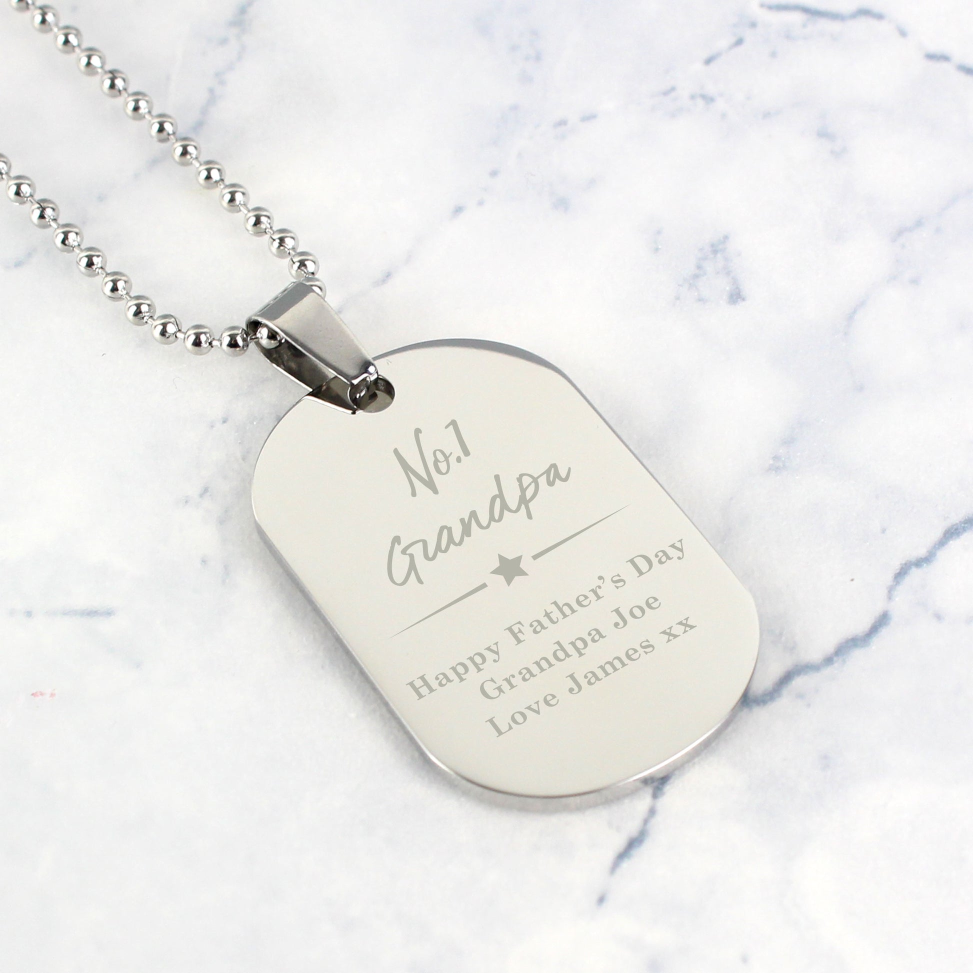 Personalised No.1 Stainless Steel Dog Tag Necklace - image 7
