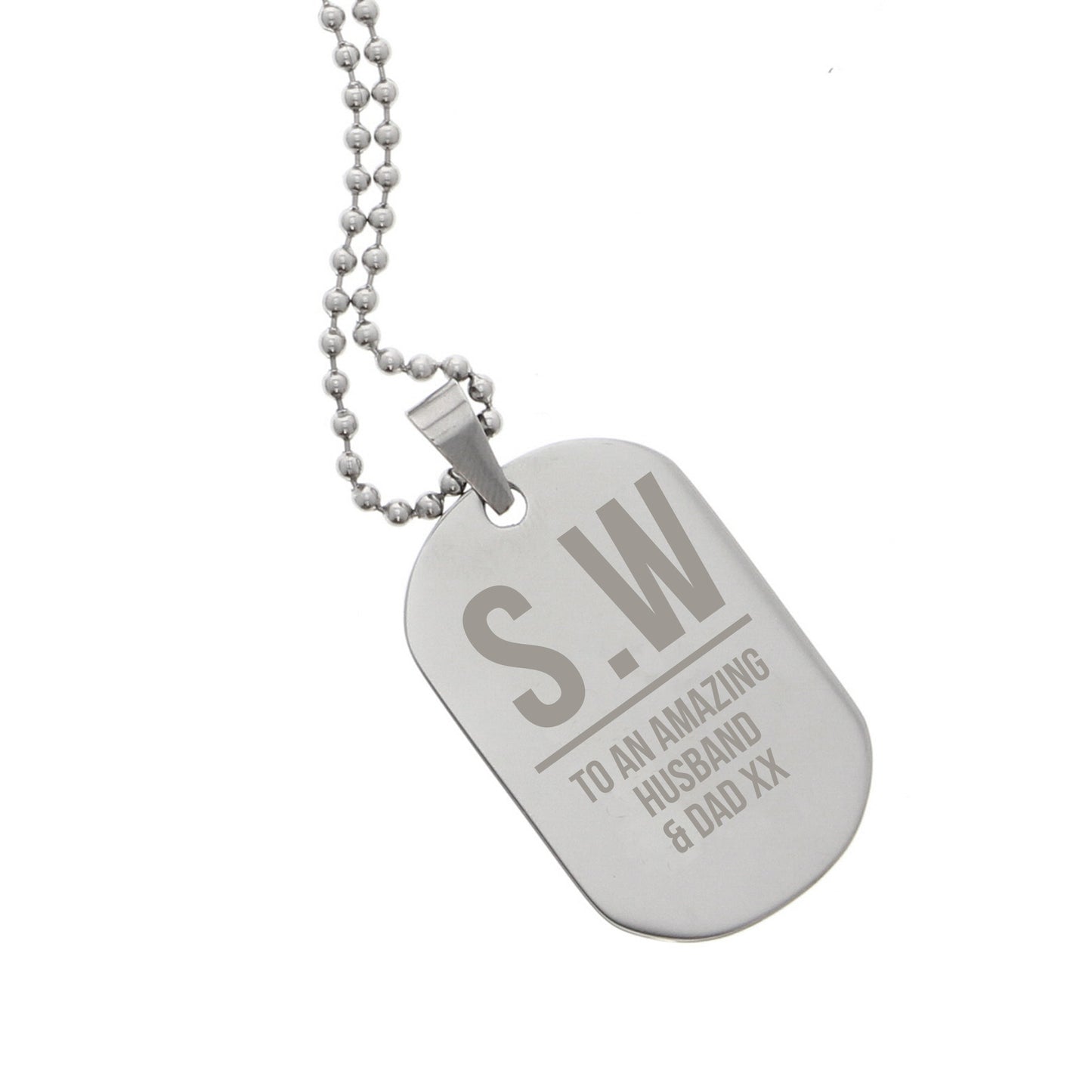 Personalised Initials Stainless Steel Dog Tag Necklace - image 2