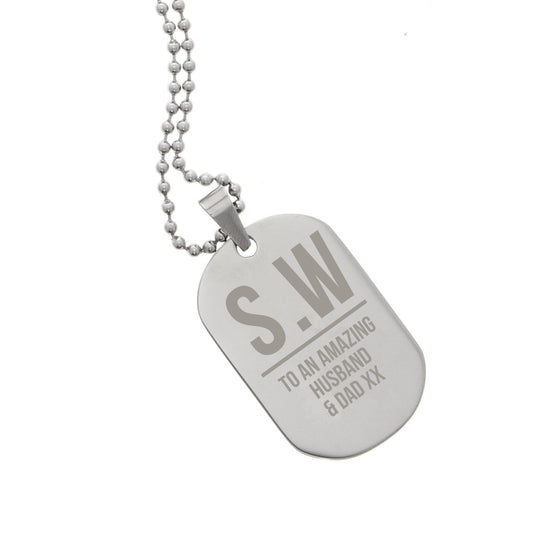 Personalised Initials Stainless Steel Dog Tag Necklace - image 2