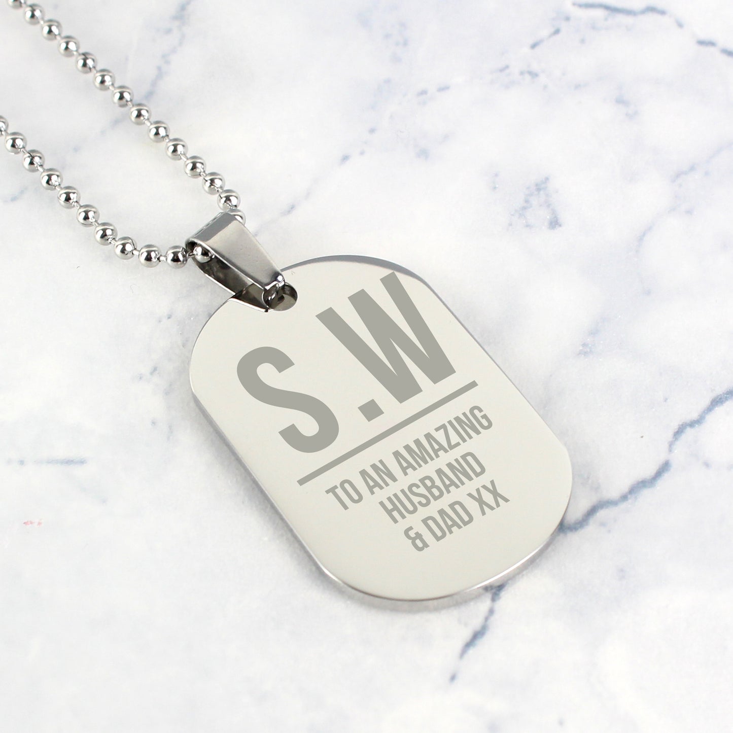 Personalised Initials Stainless Steel Dog Tag Necklace - image 3