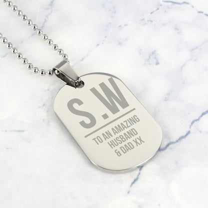 Personalised Initials Stainless Steel Dog Tag Necklace - image 3