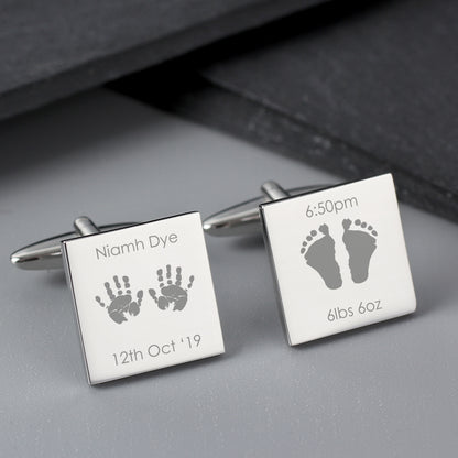 Personalised Hands and Feet New Baby Square Cufflinks - image 3
