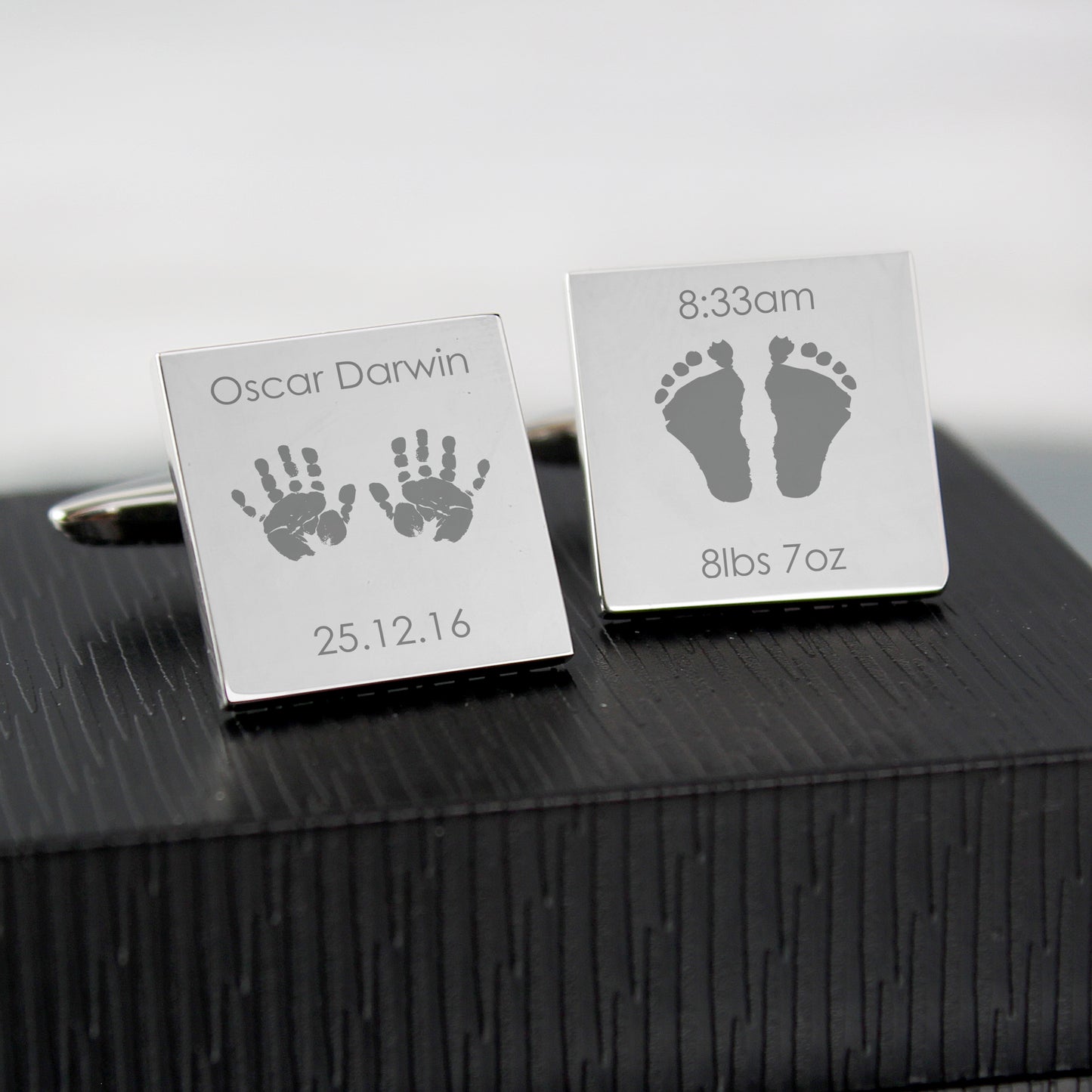Personalised Hands and Feet New Baby Square Cufflinks - image 4