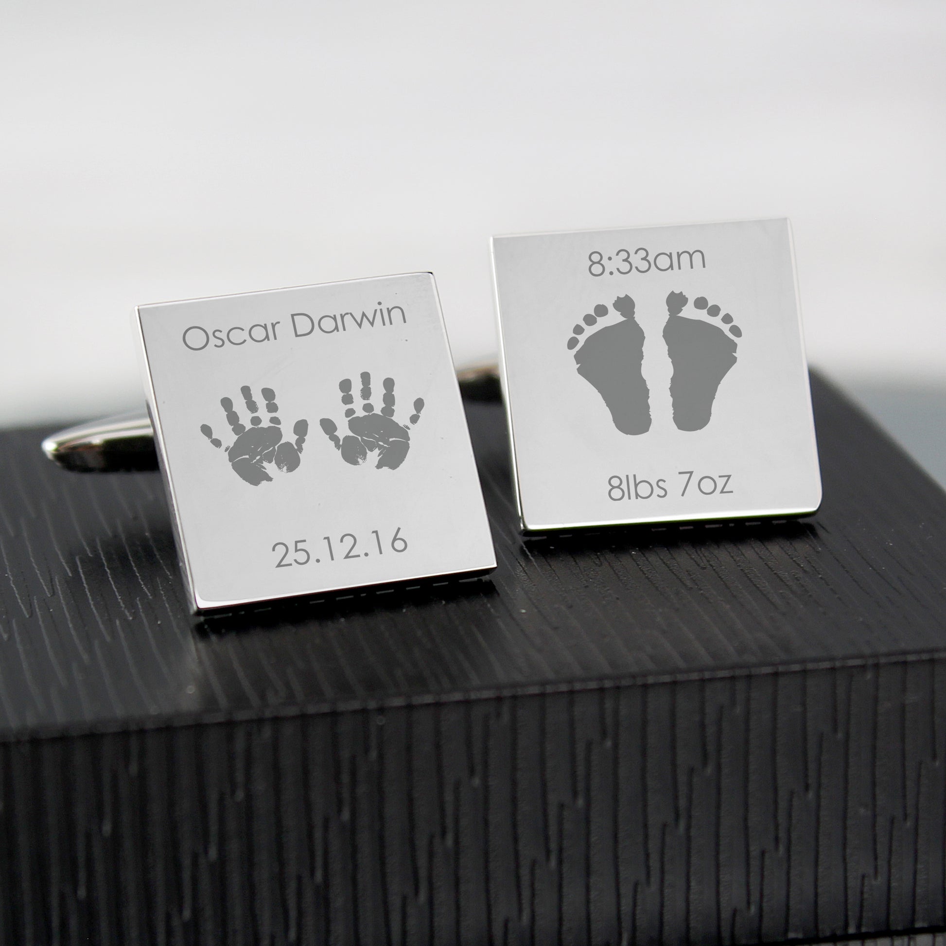 Personalised Hands and Feet New Baby Square Cufflinks - image 4