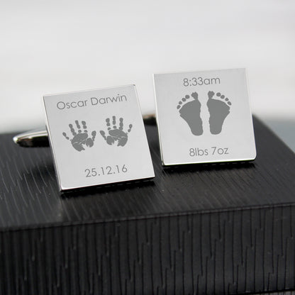 Personalised Hands and Feet New Baby Square Cufflinks - image 4