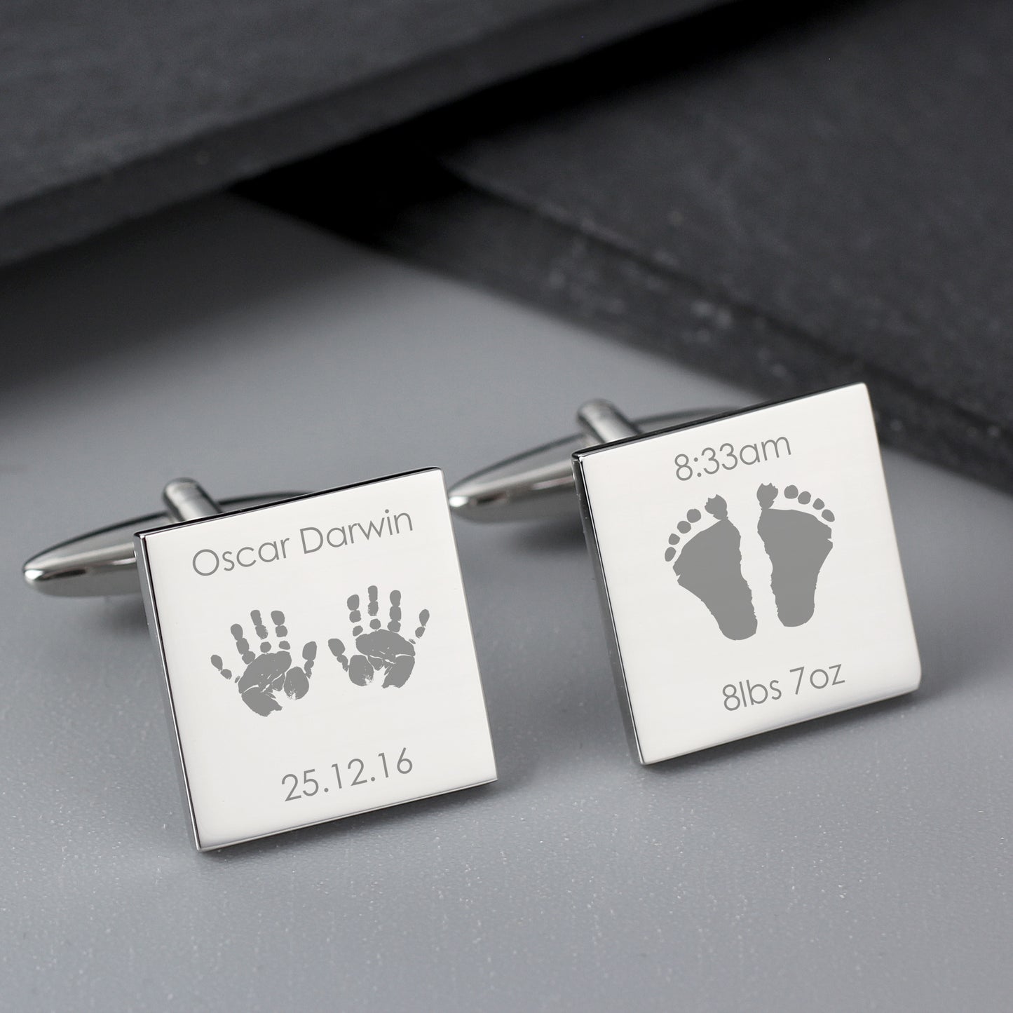 Personalised Hands and Feet New Baby Square Cufflinks - image 5