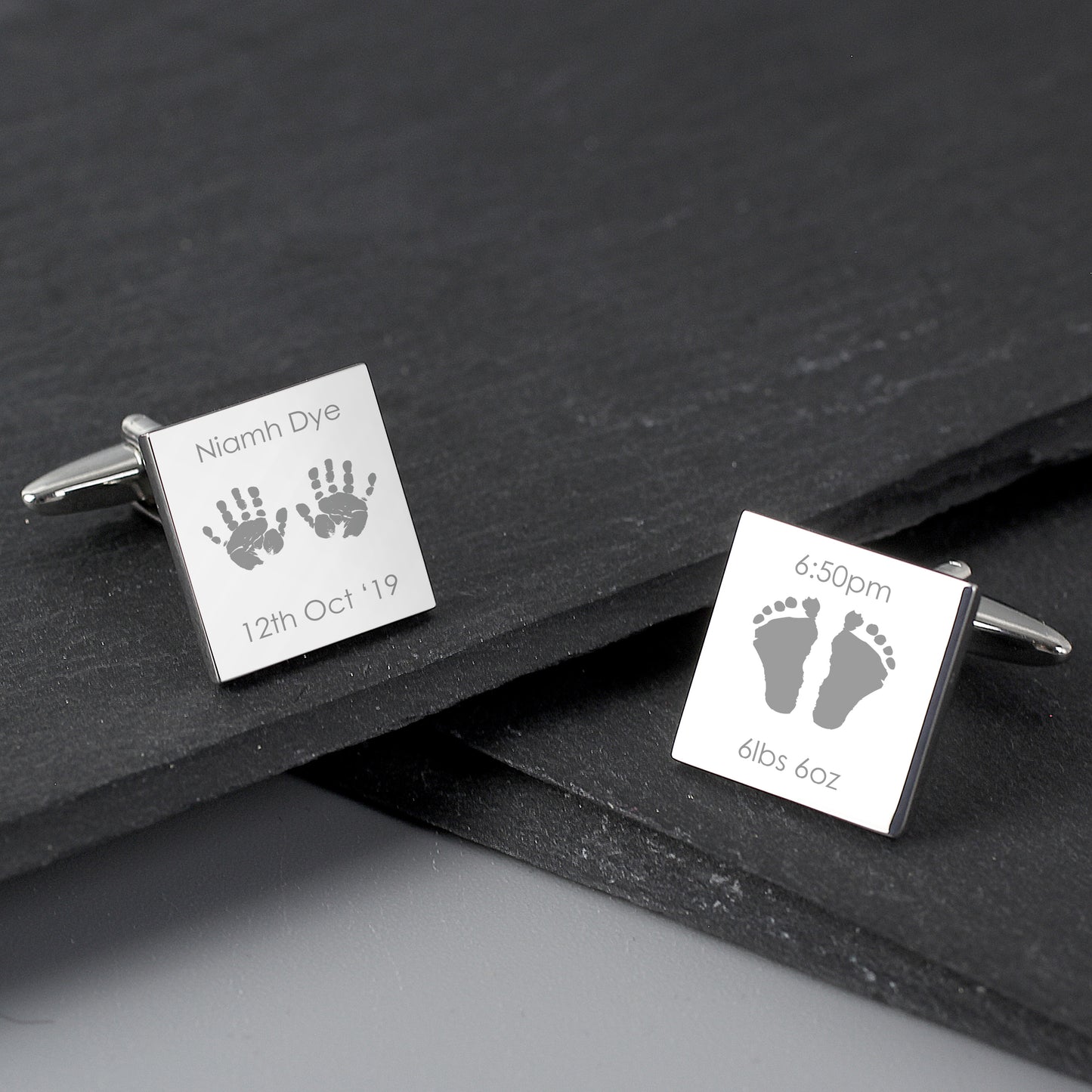 Personalised Hands and Feet New Baby Square Cufflinks - image 6