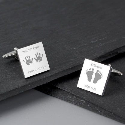 Personalised Hands and Feet New Baby Square Cufflinks - image 6