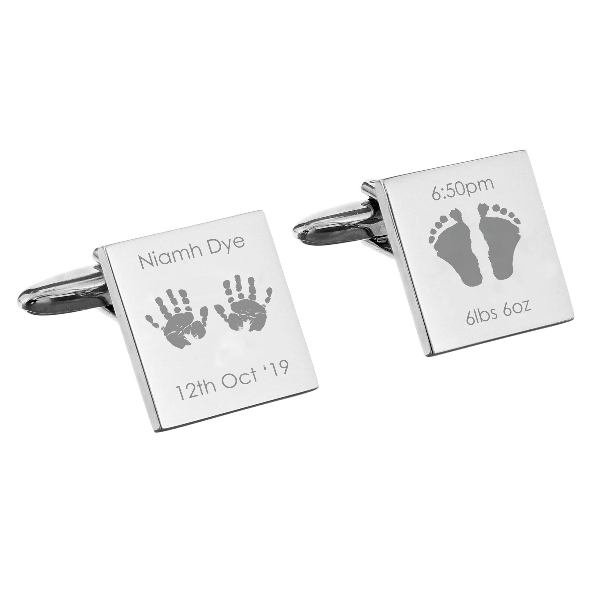 Personalised Hands and Feet New Baby Square Cufflinks - image 7