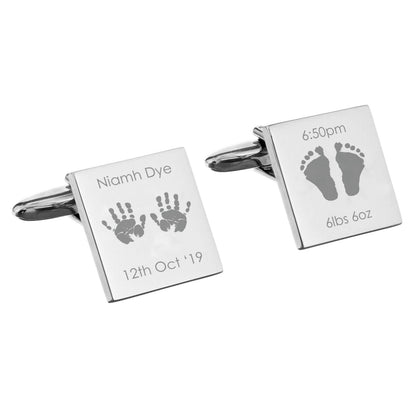 Personalised Hands and Feet New Baby Square Cufflinks - image 7