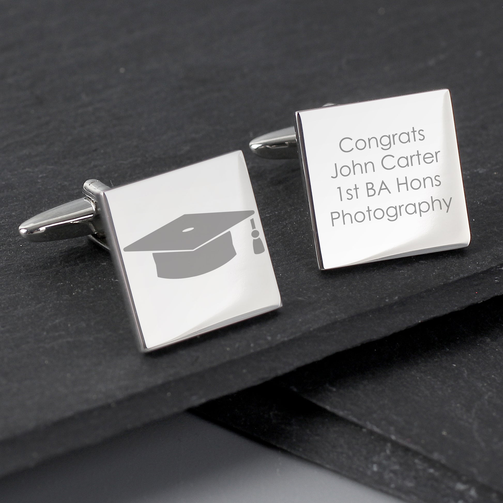 Personalised Graduation Square Cufflinks from Heartfelt Gifts