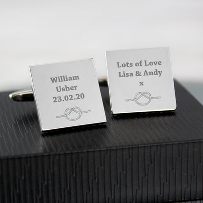 Personalised Tie the Knot Square Cufflinks - image 4