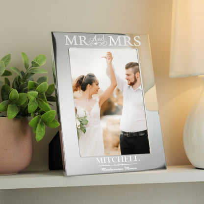 Personalised Mr & Mrs 5x7 Silver Photo Frame from Heartfelt Gifts