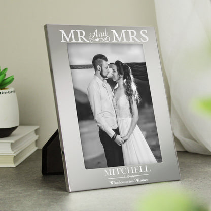 Personalised Mr & Mrs 5x7 Silver Photo Frame - image 2