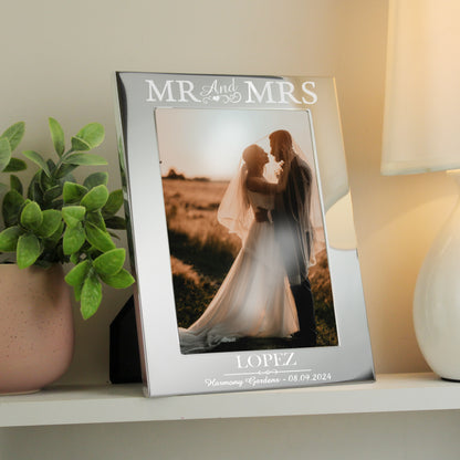 Personalised Mr & Mrs 5x7 Silver Photo Frame - image 3