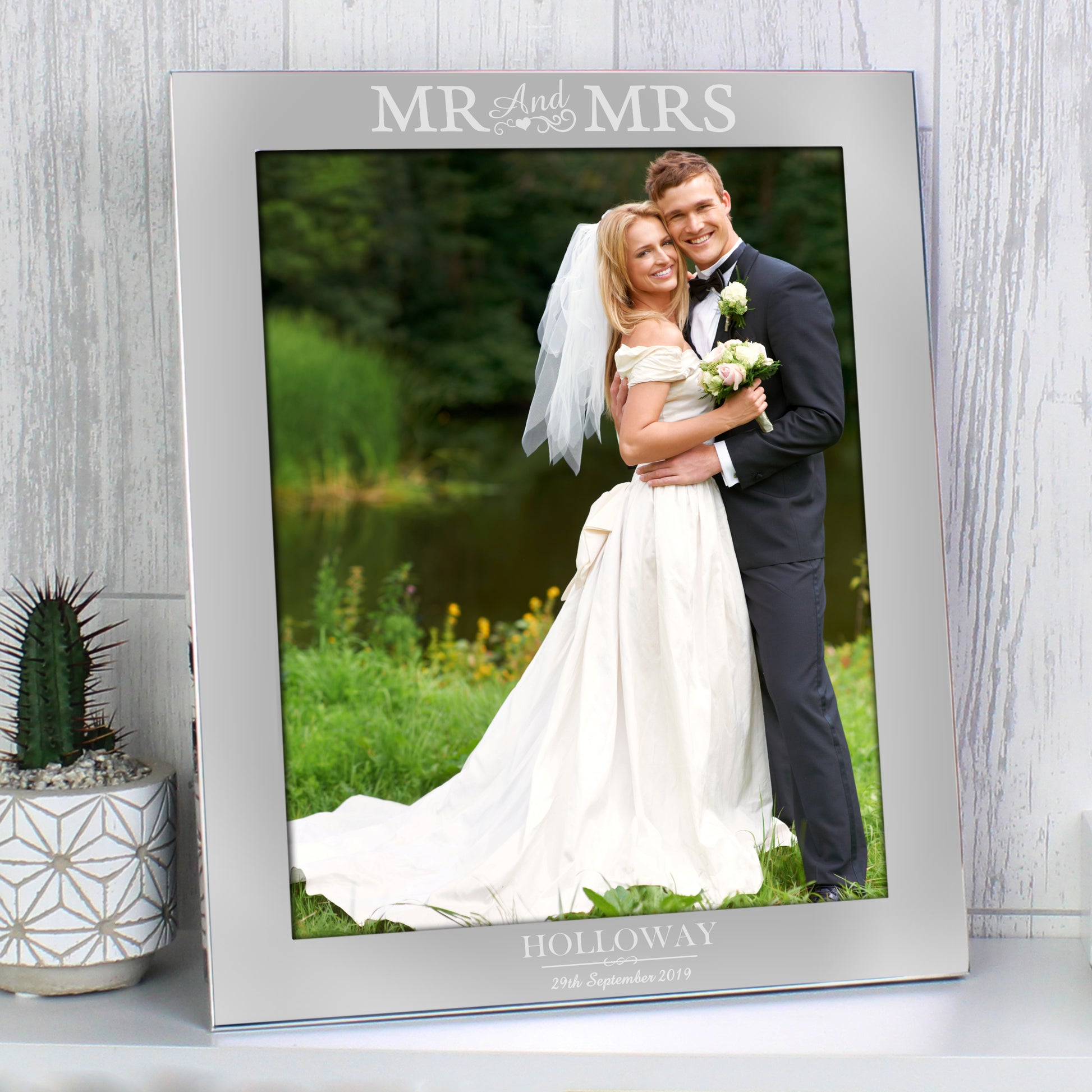 Personalised Mr & Mrs 10x8 Silver Photo Frame - image 3