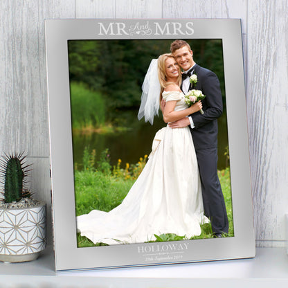 Personalised Mr & Mrs 10x8 Silver Photo Frame - image 3