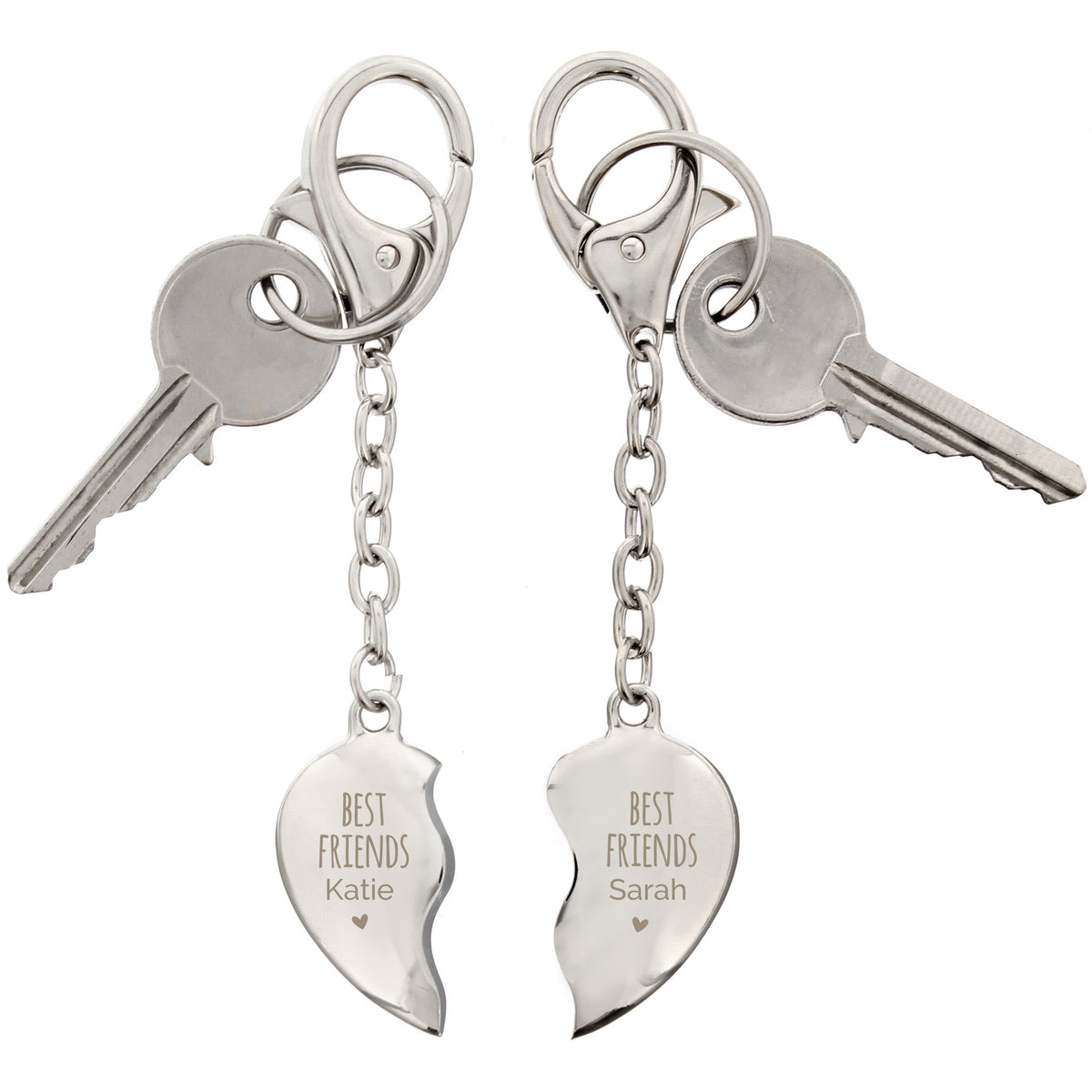 First heart keyring personalised with an uppercase name