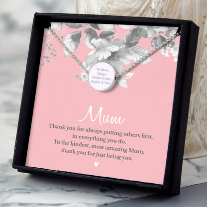 Personalised Mum Sentiment Silver Tone Necklace and Box from Heartfelt Gifts