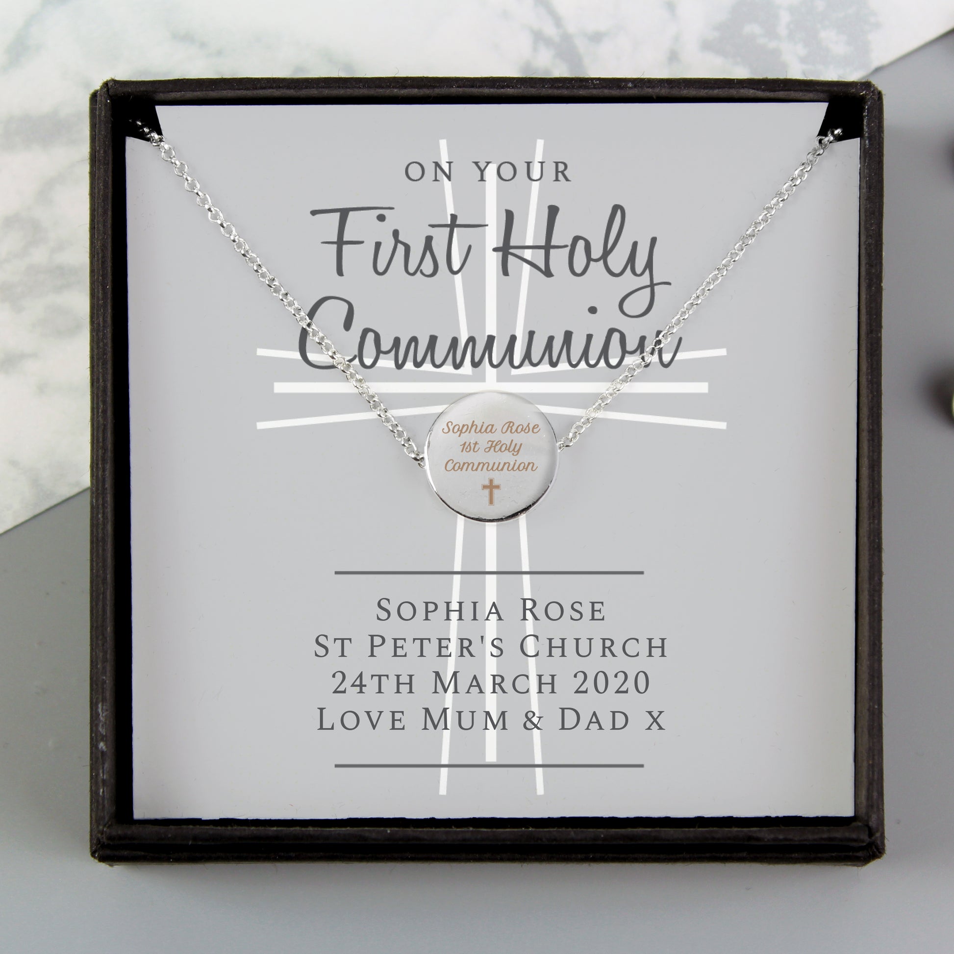 Personalised First Holy Communion Necklace & Box - image 3