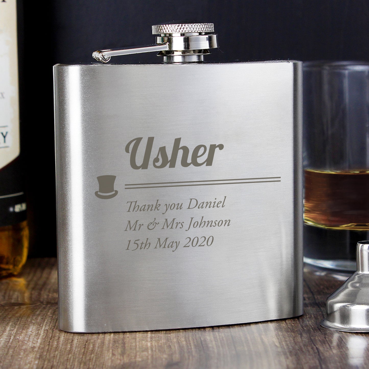 Personalised Usher Hip Flask from Heartfelt Gifts