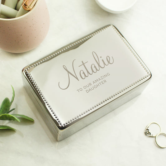 Personalised Rectangular Jewellery Box from Heartfelt Gifts