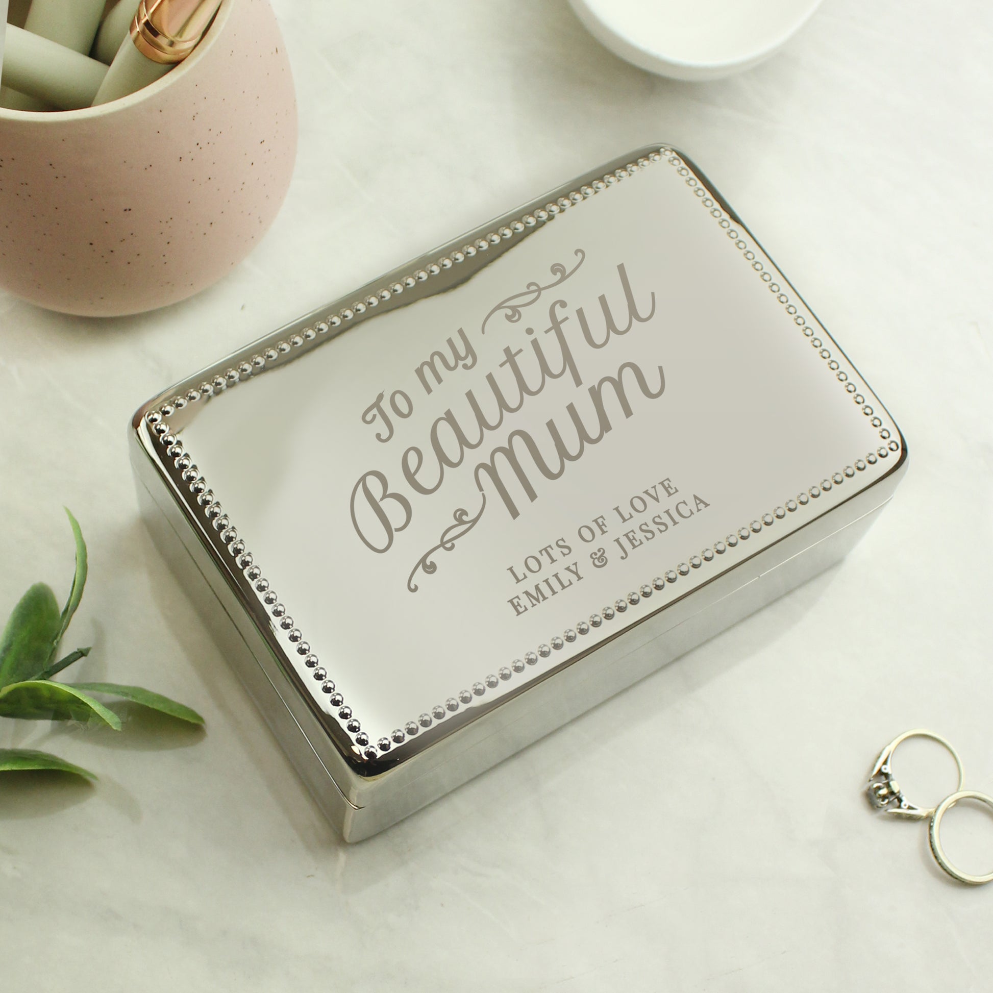 Personalised Beautiful Mum Rectangular Jewellery Box from Heartfelt Gifts