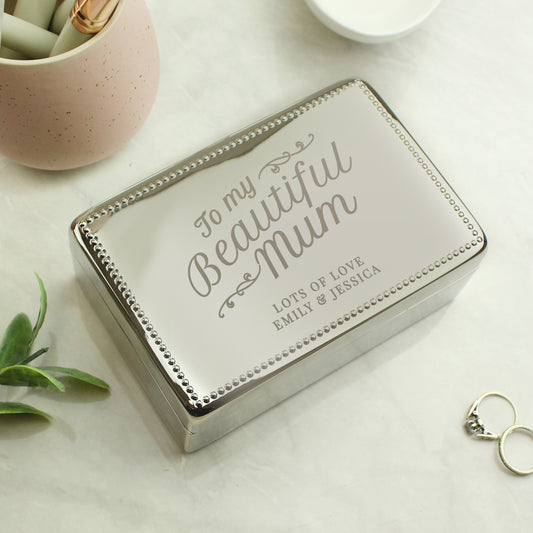 Personalised Beautiful Mum Rectangular Jewellery Box from Heartfelt Gifts