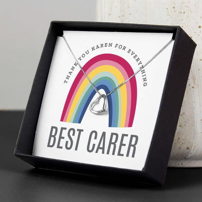 Personalised Rainbow Sentiment Silver Tone Necklace and Box from Heartfelt Gifts