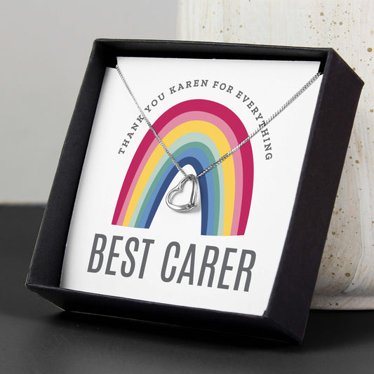 Personalised Rainbow Sentiment Silver Tone Necklace and Box from Heartfelt Gifts