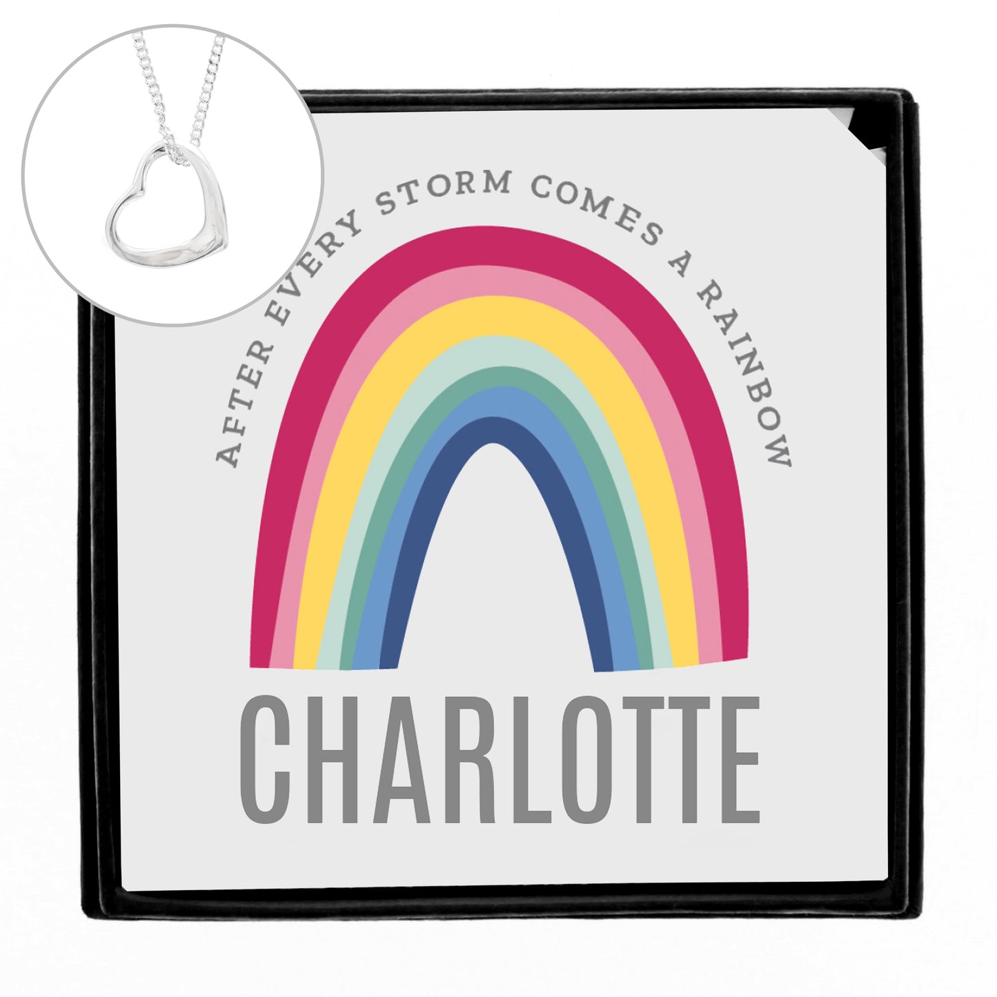Personalised Rainbow Sentiment Silver Tone Necklace and Box - image 2