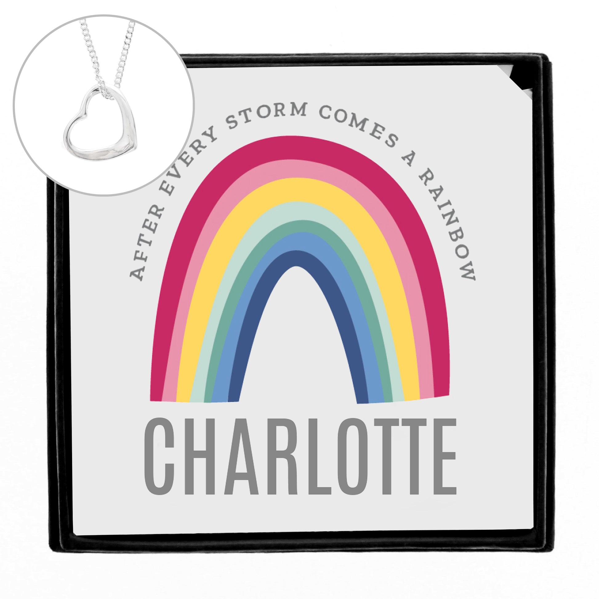 Personalised Rainbow Sentiment Silver Tone Necklace and Box - image 2