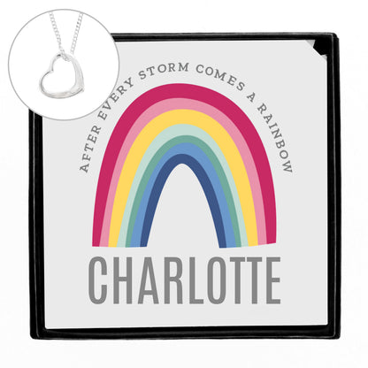 Personalised Rainbow Sentiment Silver Tone Necklace and Box - image 2