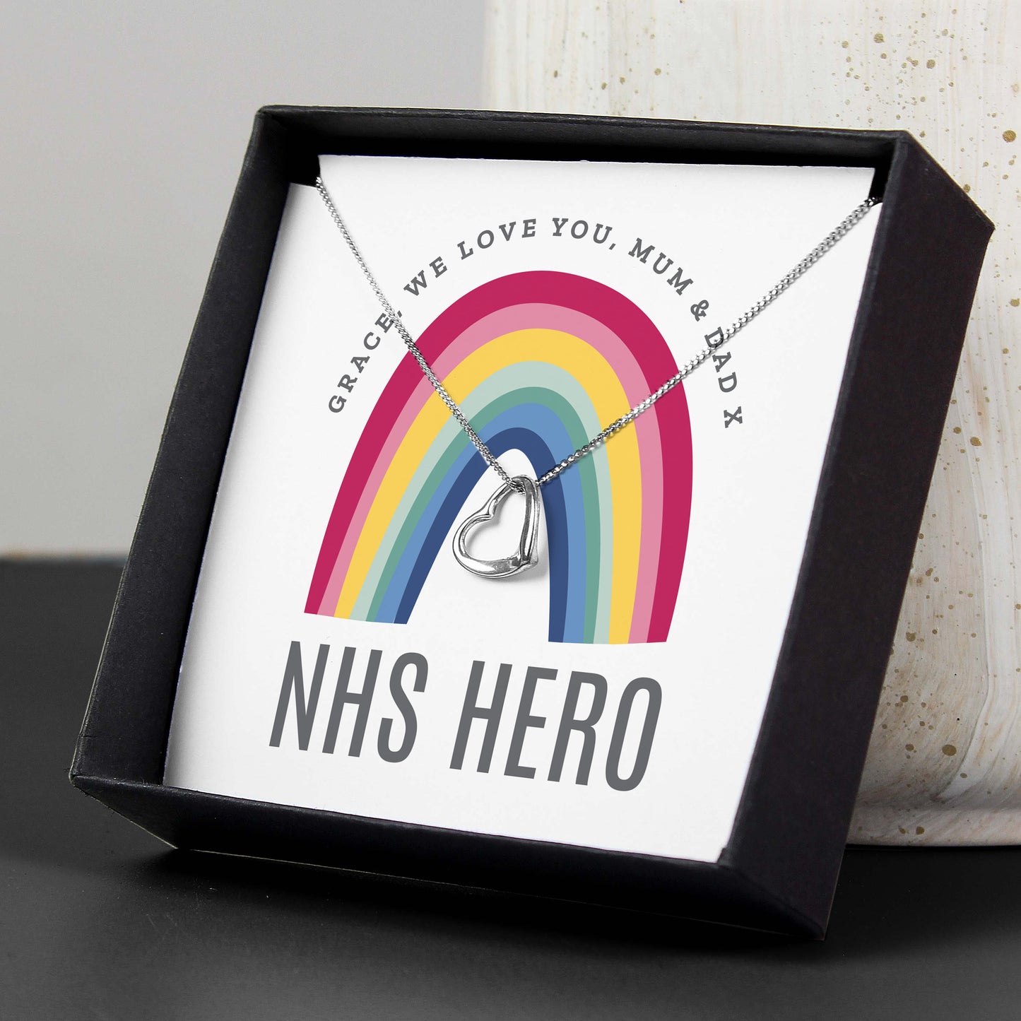 Personalised Rainbow Sentiment Silver Tone Necklace and Box - image 3