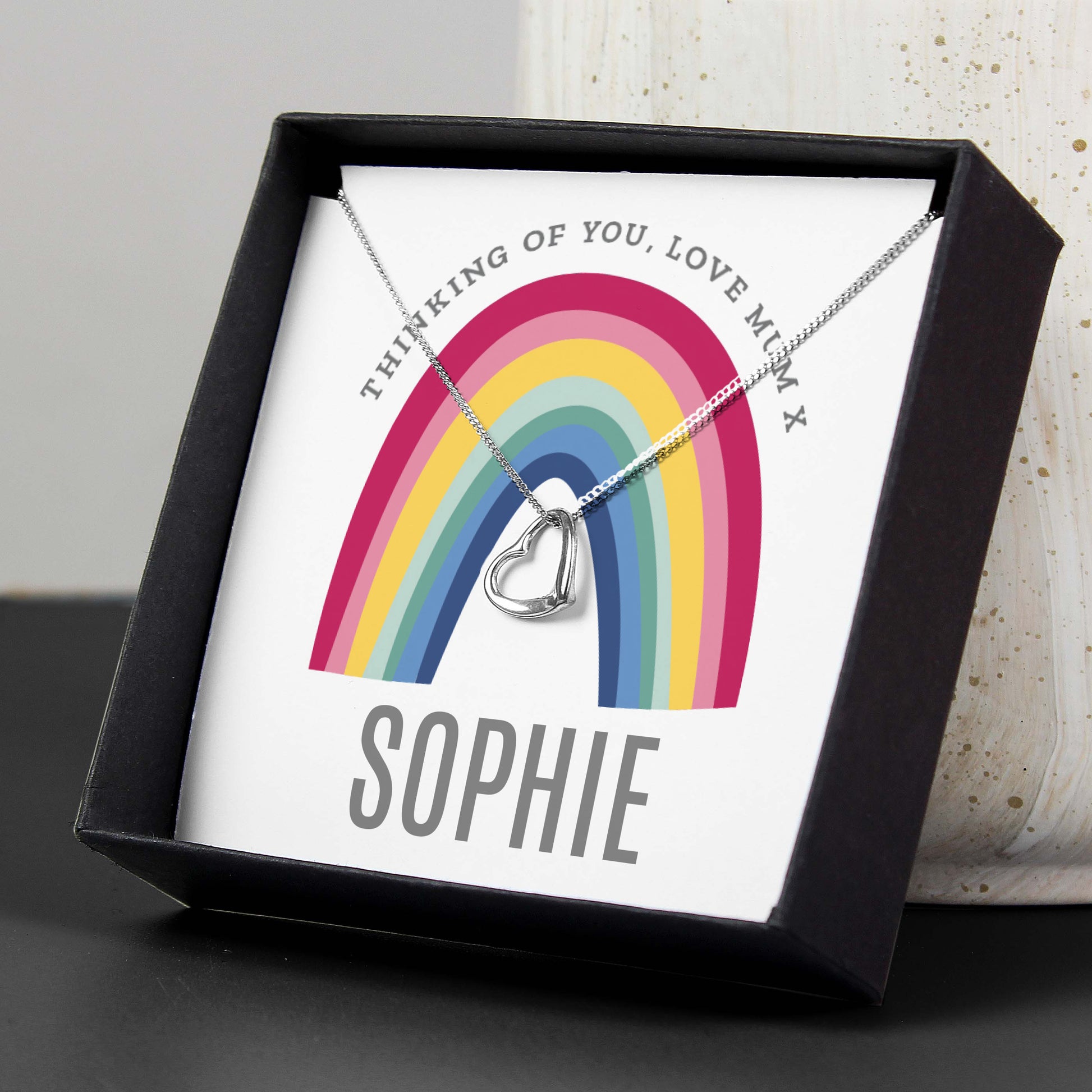 Personalised Rainbow Sentiment Silver Tone Necklace and Box - image 4