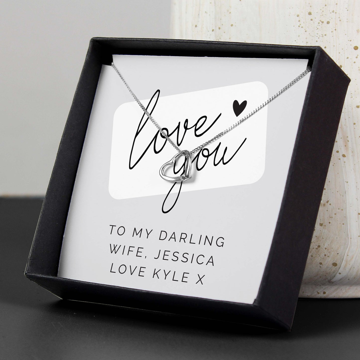 Personalised Love you Sterling Silver Heart Necklace and Box from Heartfelt Gifts