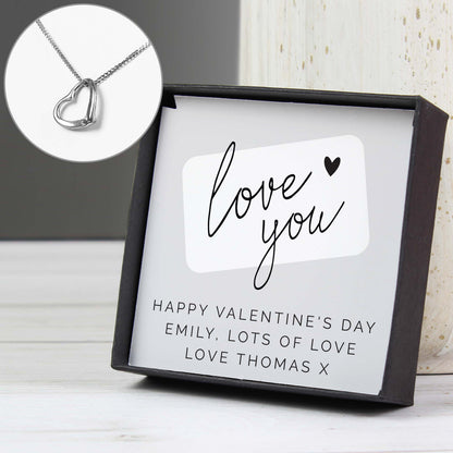Personalised Love you Sterling Silver Heart Necklace and Box - image 3
