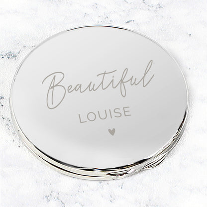 Beautiful compact mirror personalised with a name or role