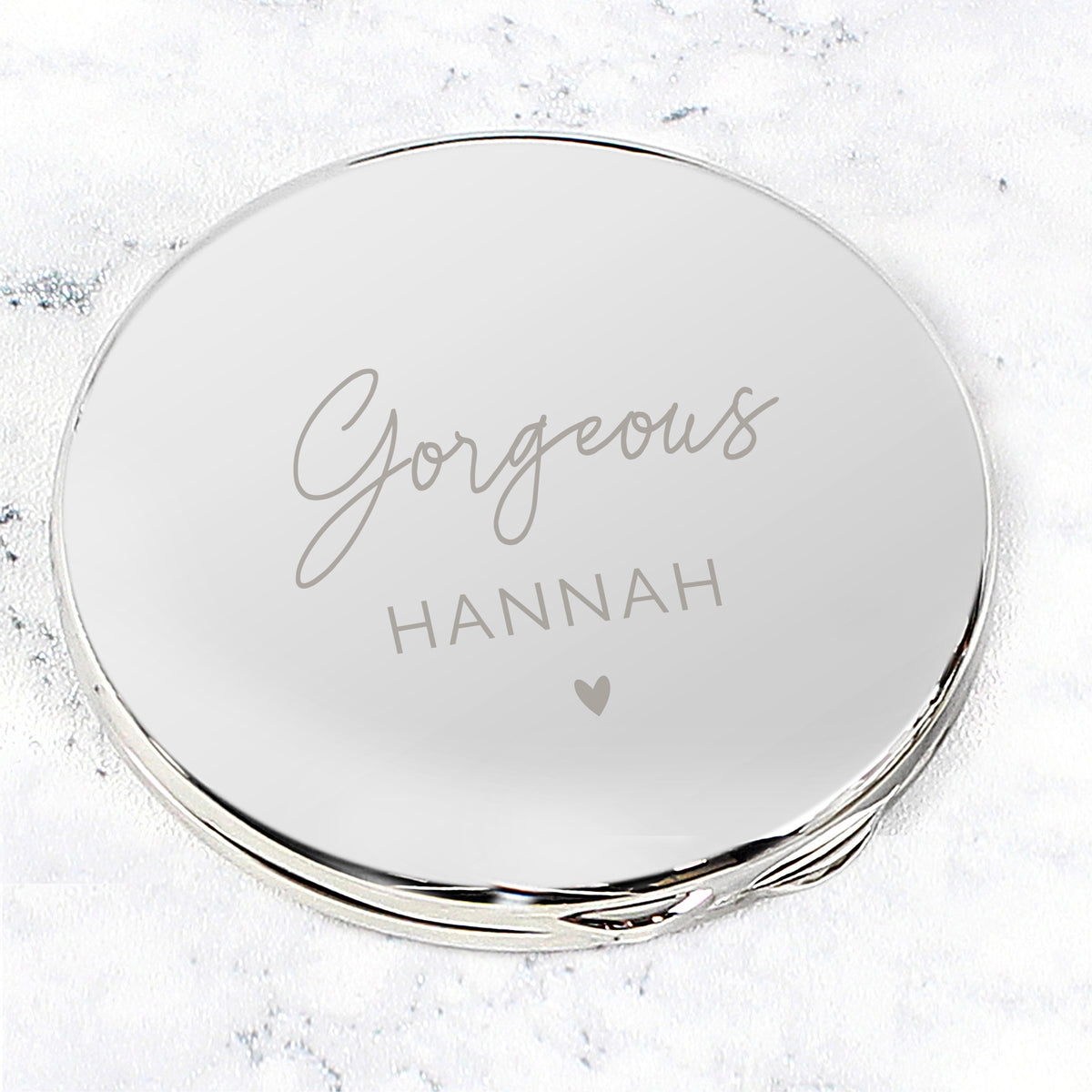 Personalised compact mirror with uppercase name or role