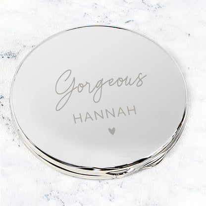 Personalised compact mirror with uppercase name or role