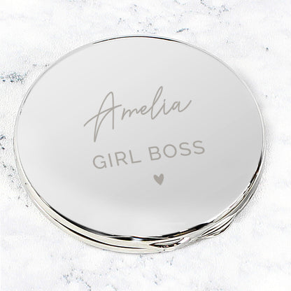 Personalised Beautiful compact mirror presented as a gift