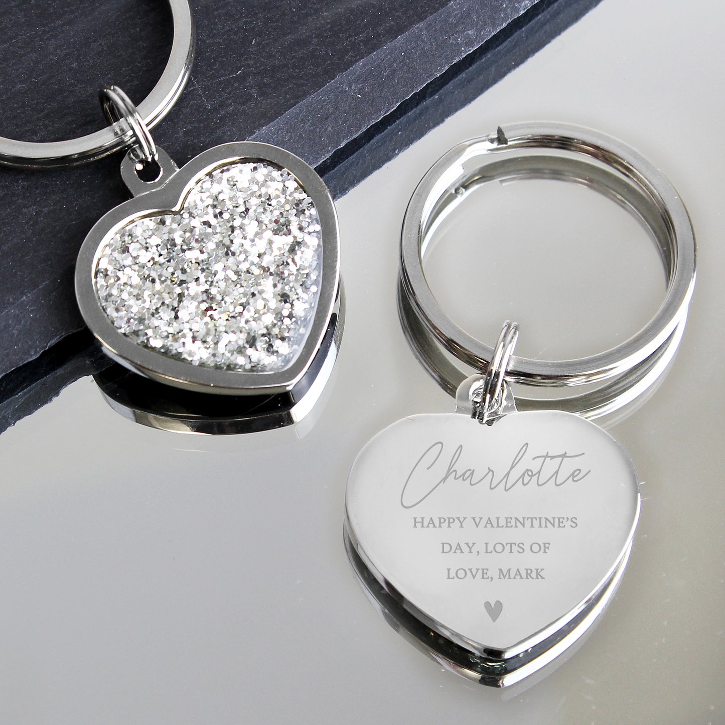 Personalised Name and Message Diamante Heart Keyring from Heartfelt Gifts