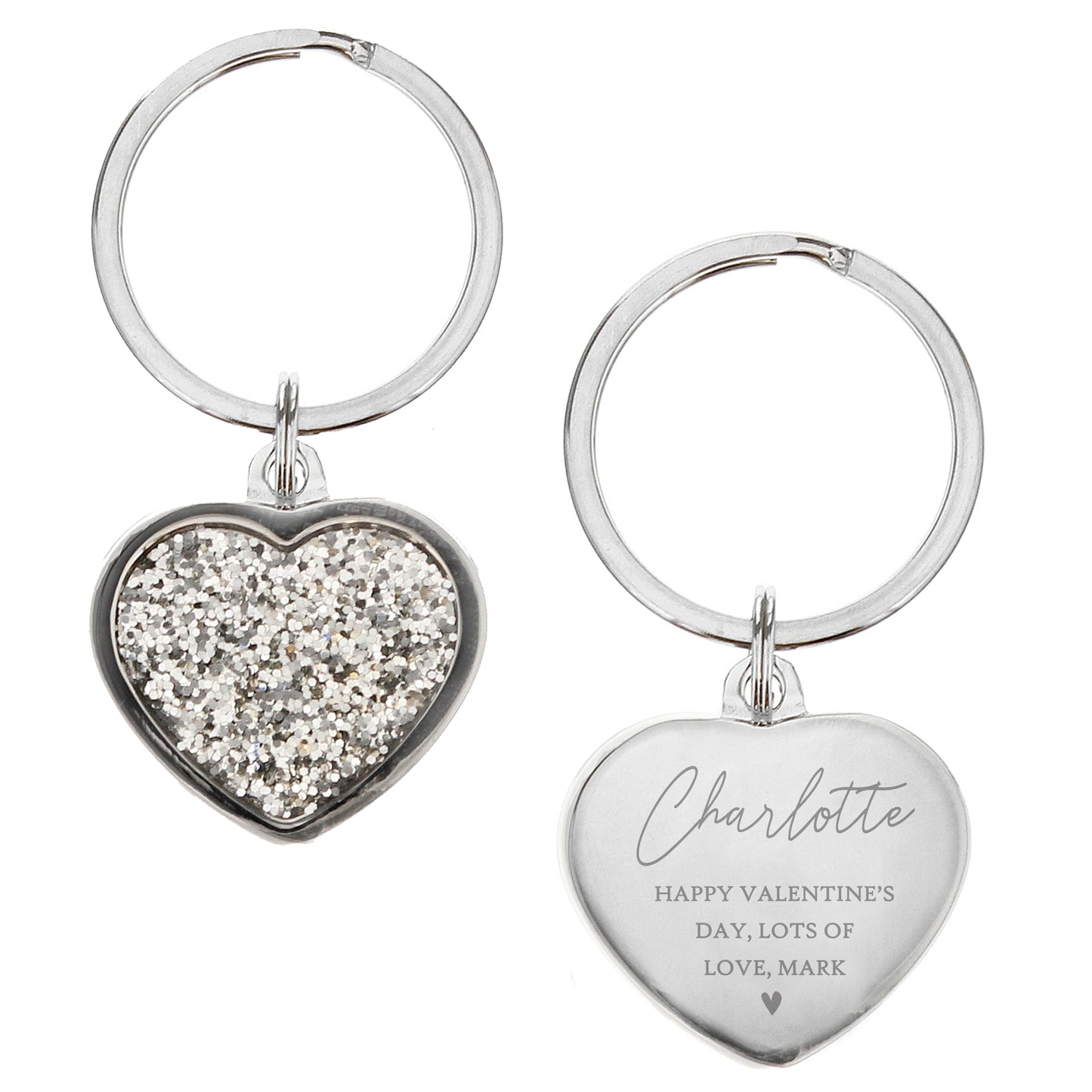 Personalised Name and Message Diamante Heart Keyring - image 2