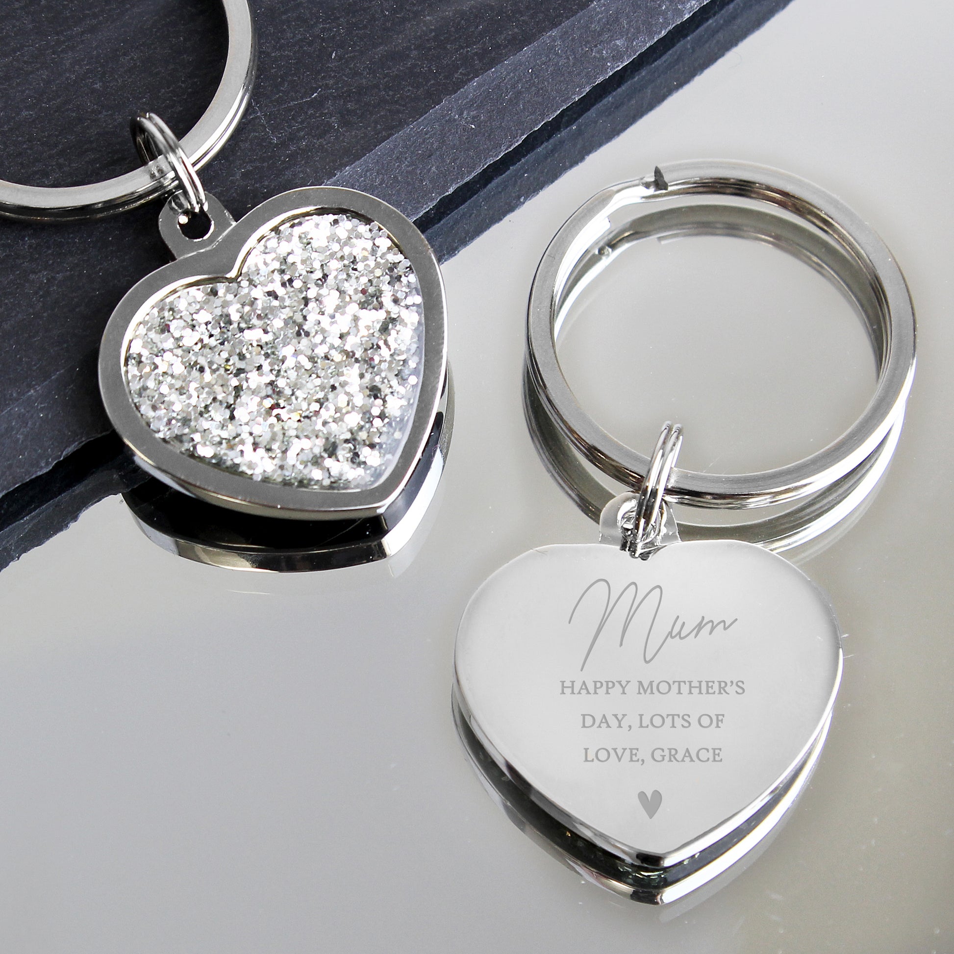 Personalised Name and Message Diamante Heart Keyring - image 3