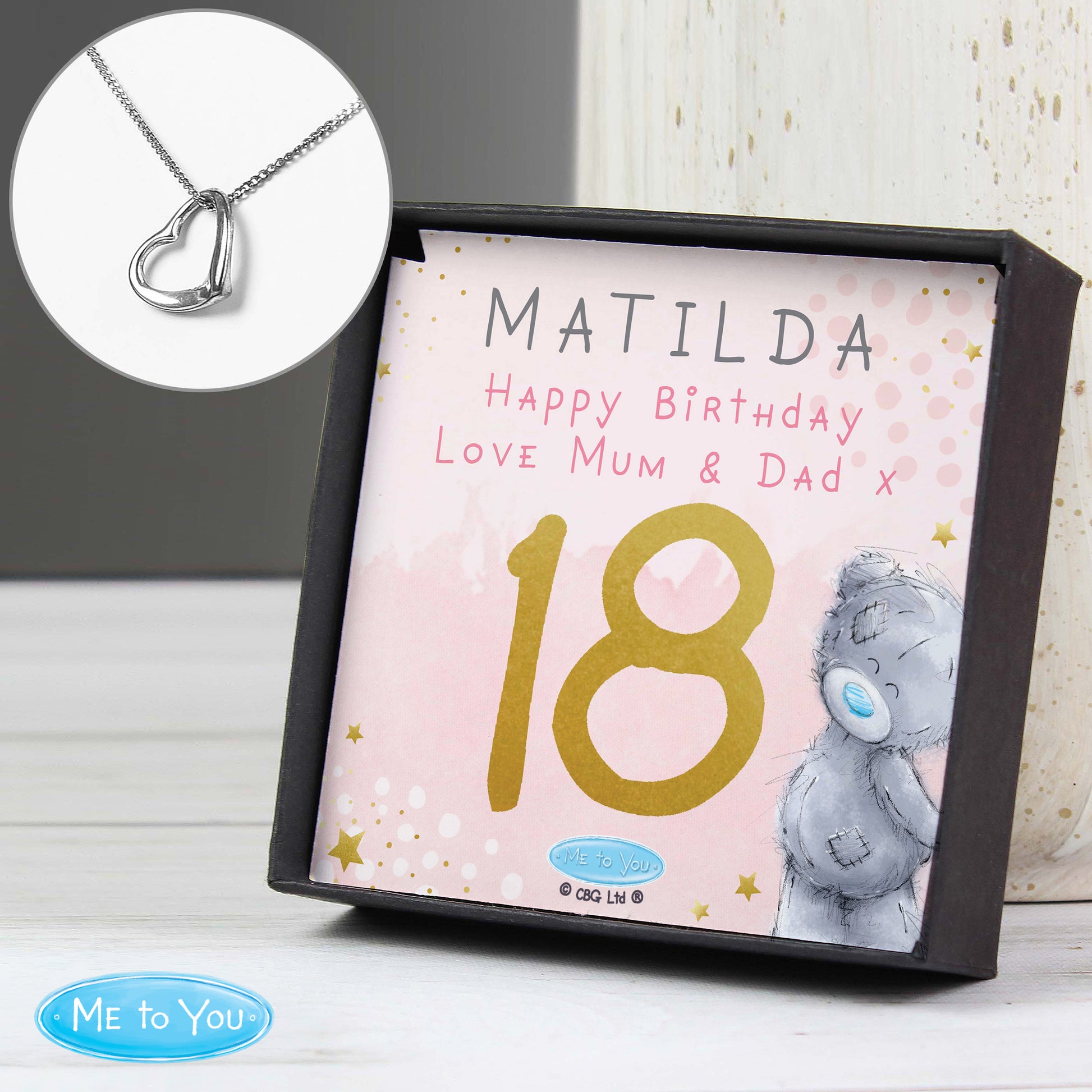 Personalised Me To You Sparkle & Shine Birthday Sentiment Silver Tone Necklace and Box - image 2