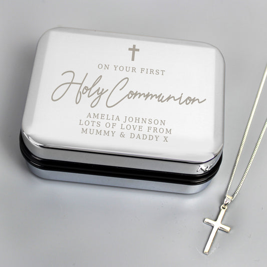Personalised First Holy Communion Box & Cross Necklace Set from Heartfelt Gifts