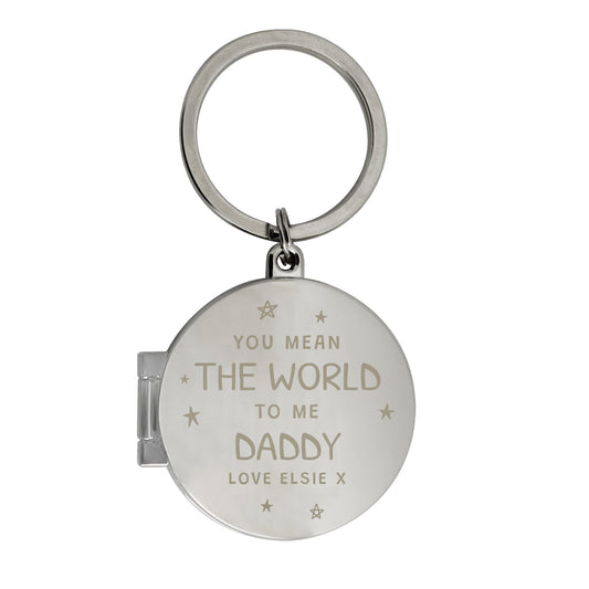 Personalised You Mean The World To Me Round Photo keyring - image 2