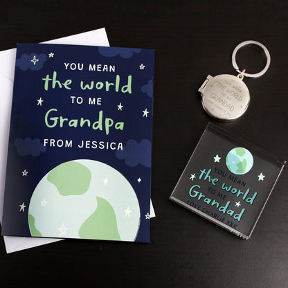 Personalised You Mean The World To Me Round Photo keyring - image 5
