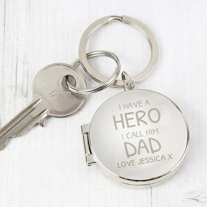 Personalised I Have A Hero Round Photo Keyring - image 3