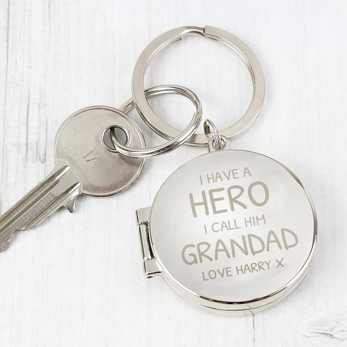 Personalised I Have A Hero Round Photo Keyring - image 4